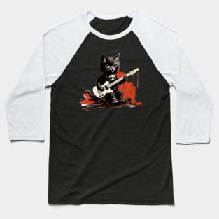Solo Guitar Rocker cat Baseball T-Shirt